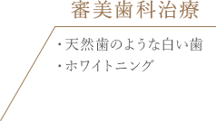 審美歯科治療 ・天然歯のような白い歯・ホワイトニング