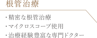 根管治療 ・精密な根管治療・マイクロスコープ使用・治療経験豊富な専門ドクター